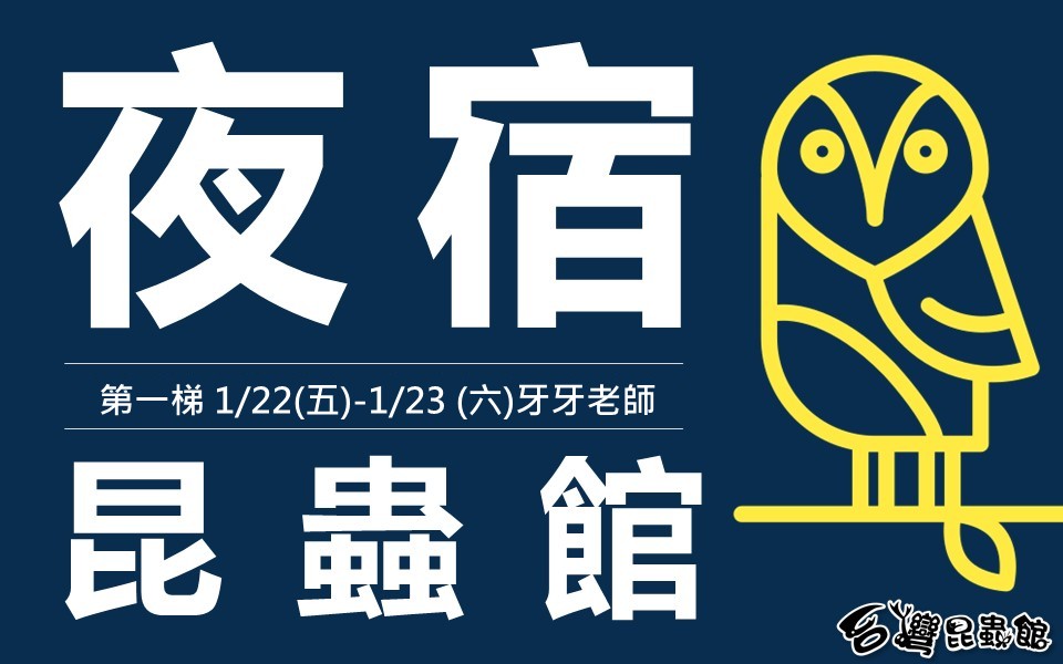 1/22(五)-1/23(六)夜行動物驚魂YA！ 夜宿台灣昆蟲館(早鳥)