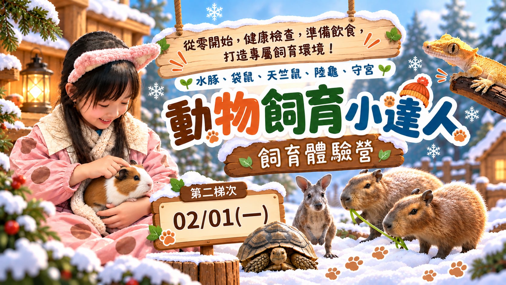 2/1(一)我是飼育小達人~動物飼育一日營 (原價2400元,11/30前報名現省200元!)
