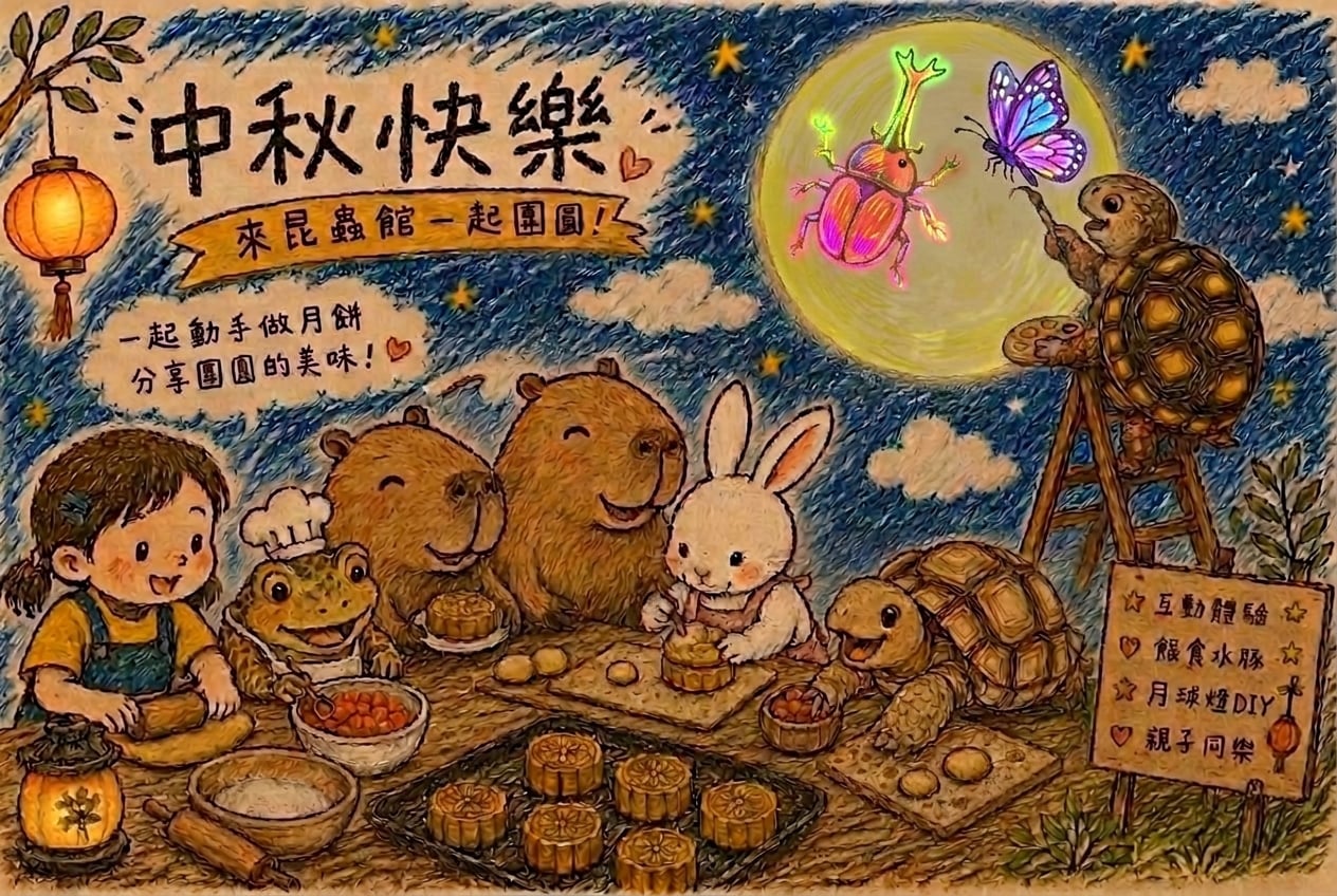 9/25(五)10:00-11:30 月圓豚團圓 ~彩繪月球燈&手作動物月餅餵食互動課